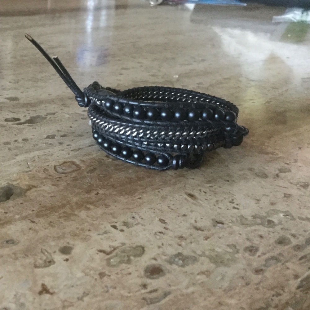 BRAND NEW Chan Luu Adjustable Wrap Eclectic Cool Crystal Bead & Leather Bracelet